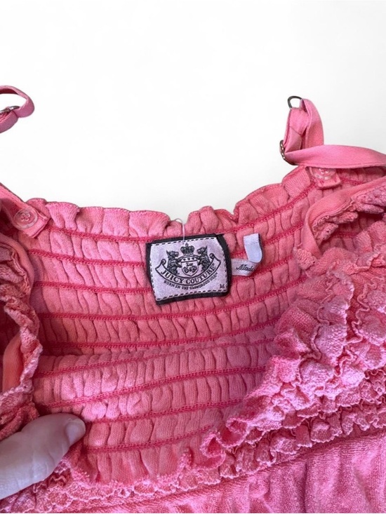 Juicy Couture Dresses & Skirts - Juicy Couture Pink Smocked Terry Cloth Dress Y2K Cottagecore Coquette